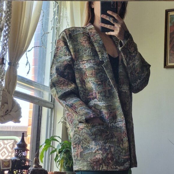 Vintage Cowboy woven pattern tapestry jacket size xl - Picture 6 of 8